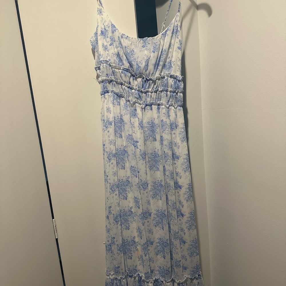 Altar'd State White and Blue Floral Dress